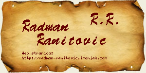 Radman Ranitović vizit kartica